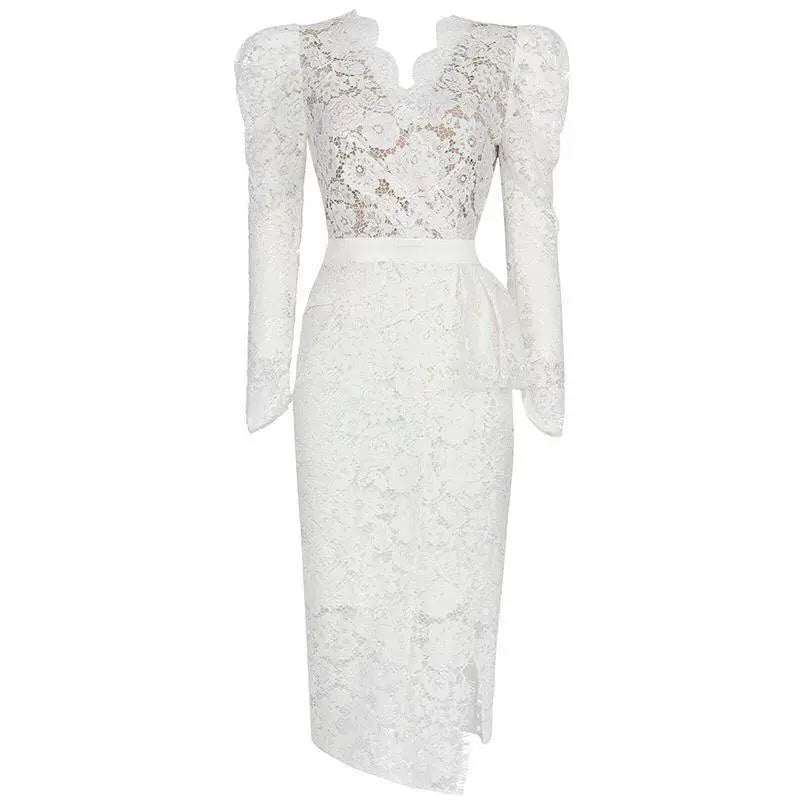 Chic V Neck Lace Dress for Elegant Summer Spring Style