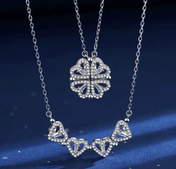 Valentine's Day Sterling Silver Clover Pendant Necklace - OurLum.com