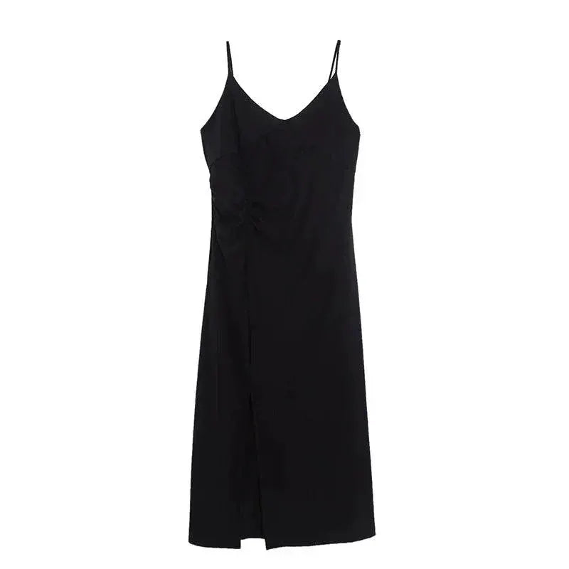 Pleated Black Dress V Neck Versatile Fashion Must Have