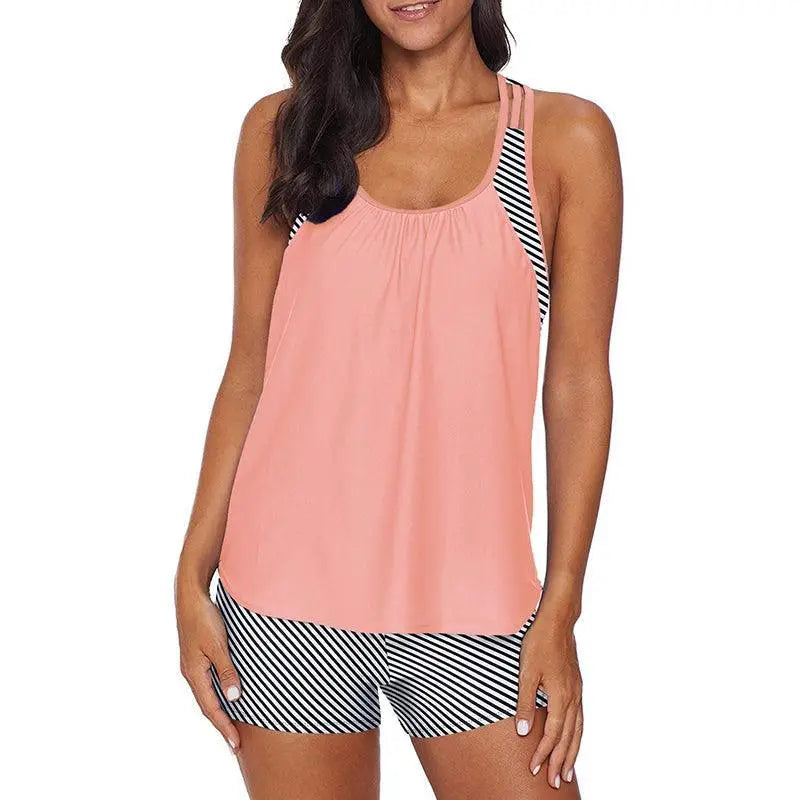 Conservative Split Swimsuit U Collar Tankini for Women — product view 20