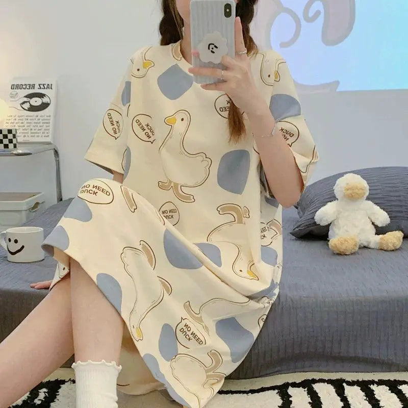 Palanduo Nightdress Summer Cotton Sleepwear For Women