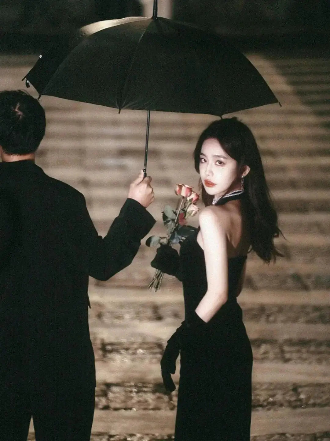 Elegant Black Velvet Sleeveless Gown With Timeless Grace
