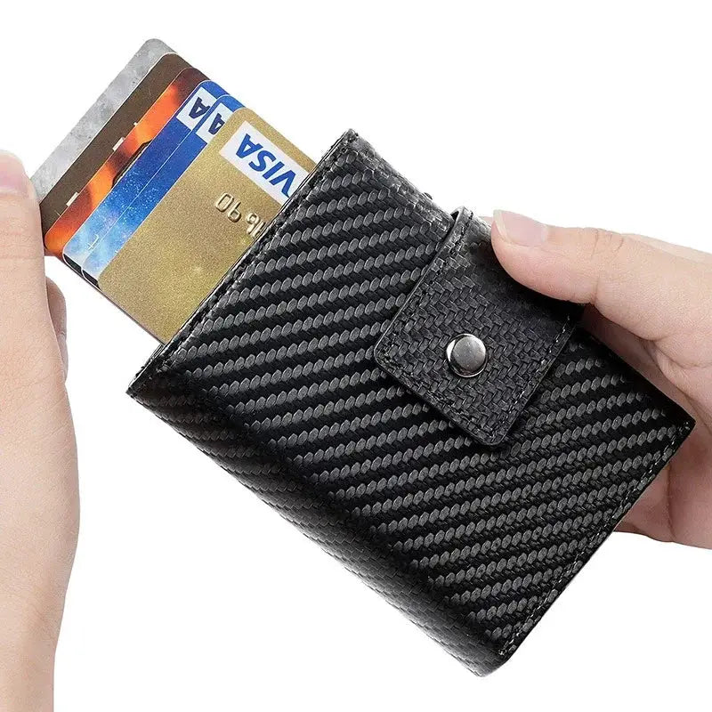 Crazy Horse Leather Automatic Card Holder Wallet For Men