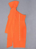 Orange One-Shoulder Bandage Dress Sophisticated Winter Statement