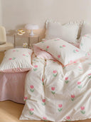 Young Adult Heart Little Flower Cotton Bed Sheets Set