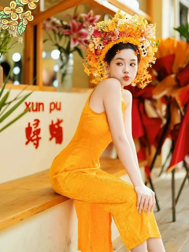 Modern Bride Cheongsam Dress Stylish Halterneck For Events