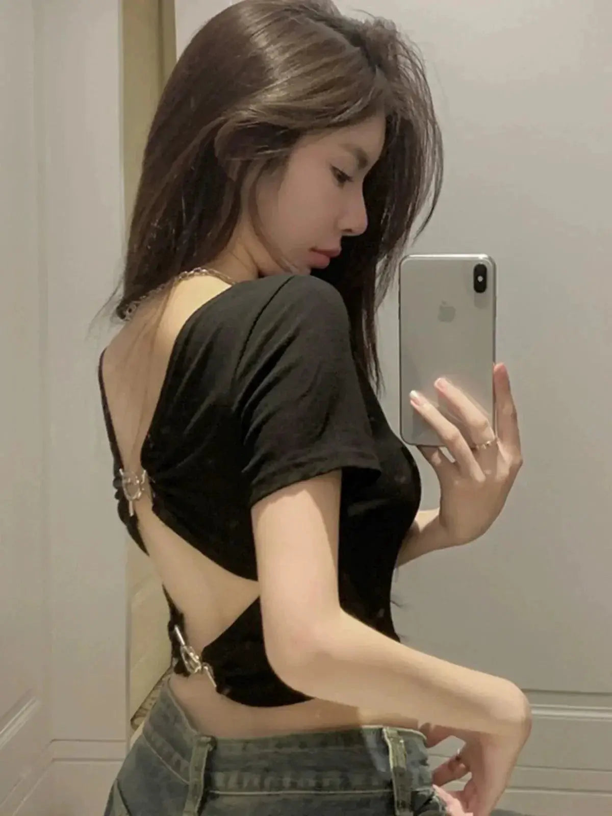 V Neck Open Back Top Stylish Chic Party Wear Online