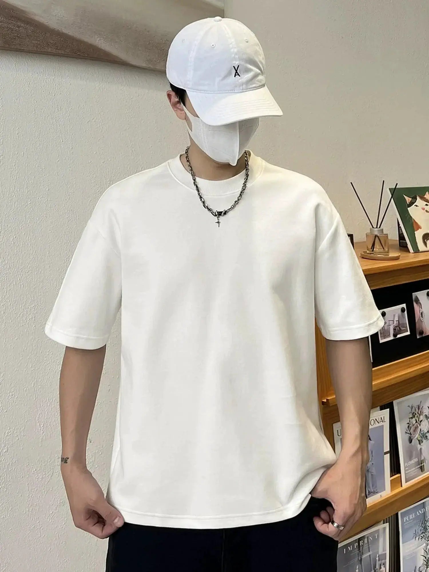 316G Minimalist Elbow Sleeved Mens T Shirt For Comfort