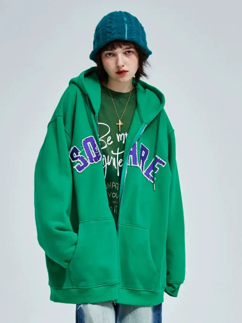 A Square Root Casual Thin Fleece Hoodie Embroidered Design