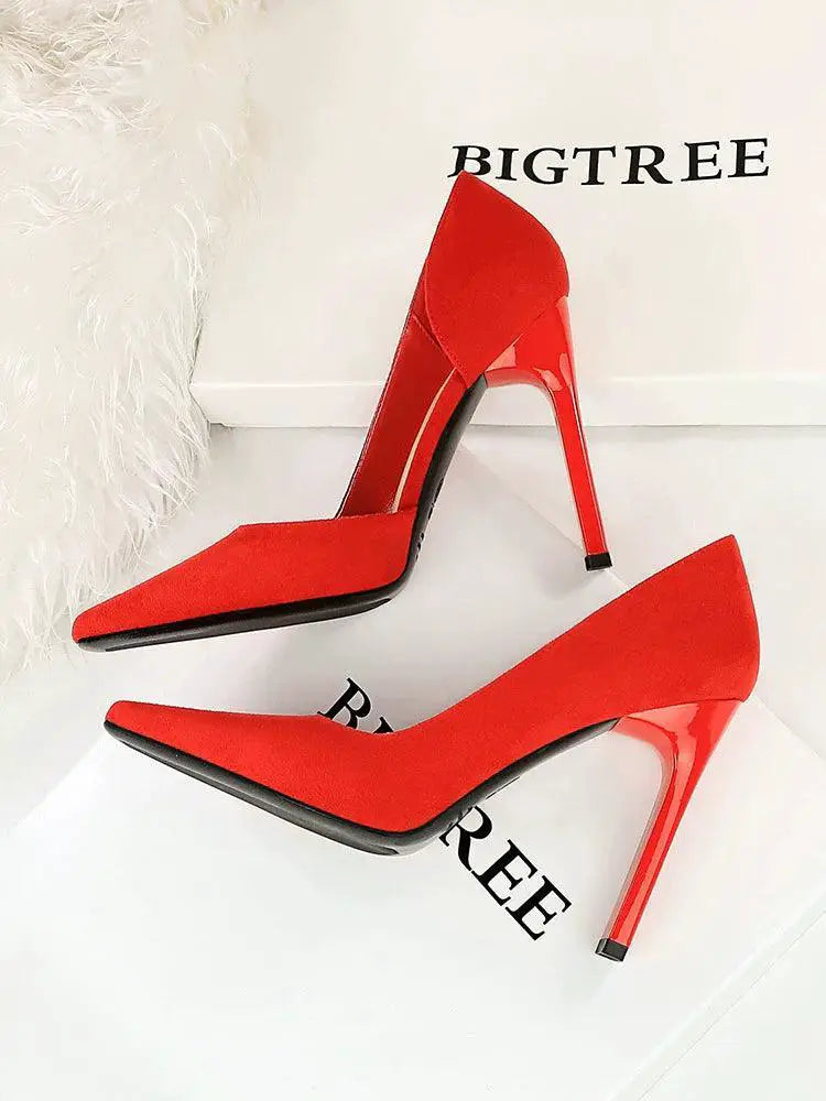 Elegant Suede Hollow Out High Heels For Autumn Style