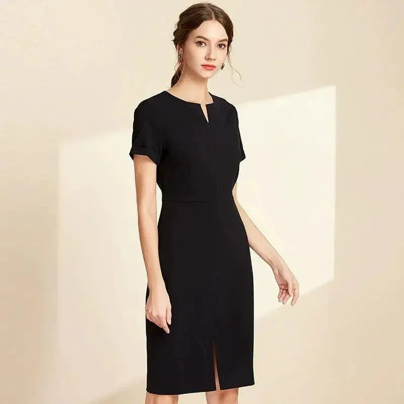 V Neck Sheath Dress Elegant Office Attire With Details