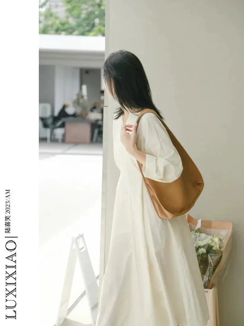 Luxixiao V Neck Sleeves Dress For Effortless Style
