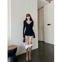 Autumn Chic V-neck Long Sleeve Tee Trendy Casual Style