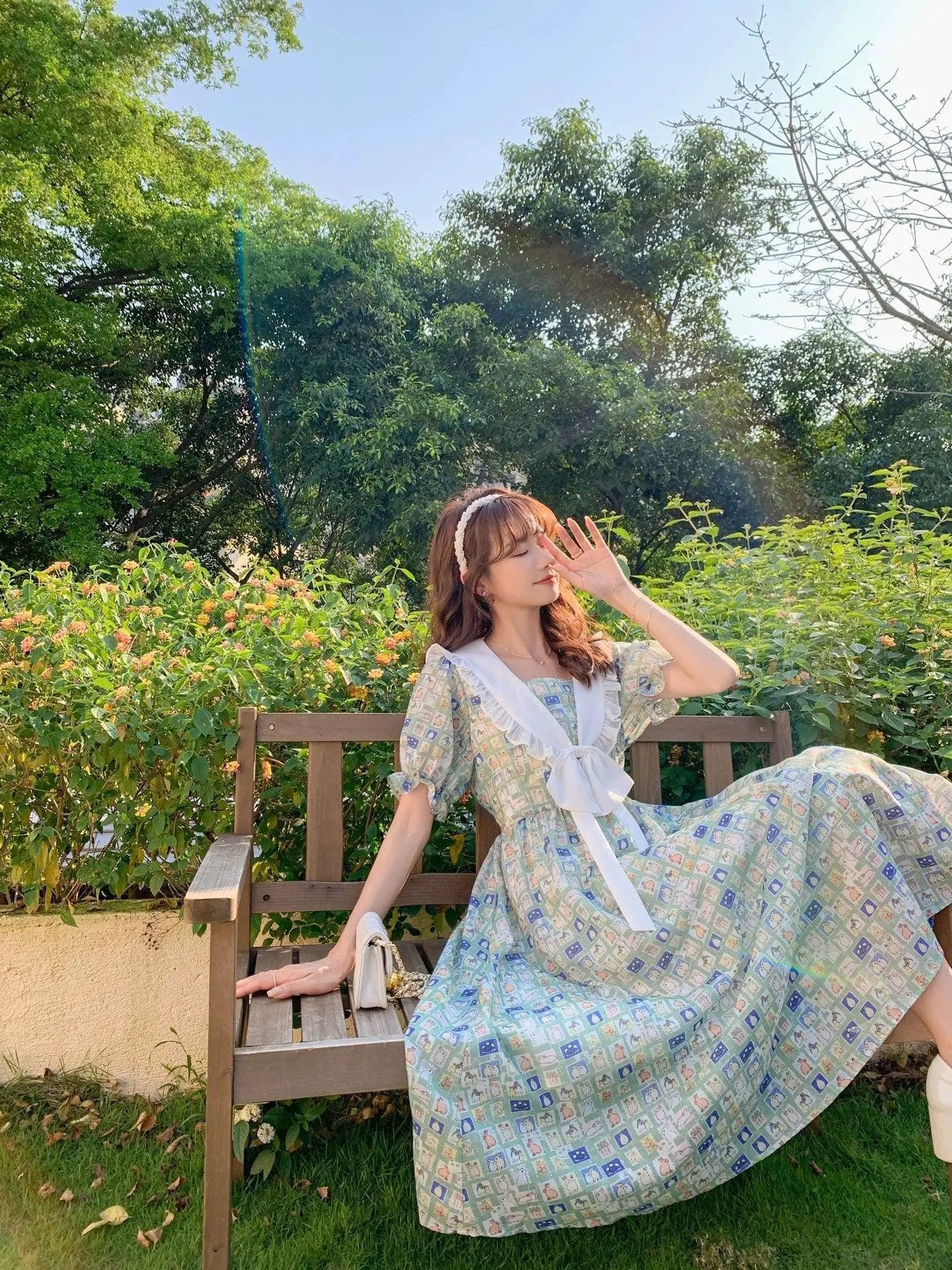 Lu Xiaonai Rabbit Print Summer Dress Princess Charm Style