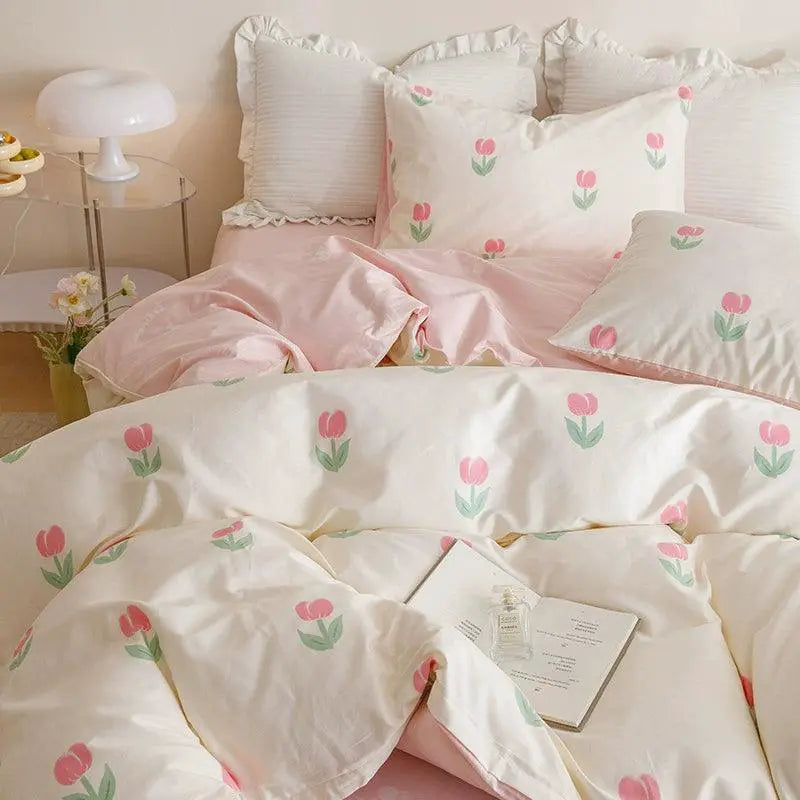 Princess Style Bed Four Piece Pure Cotton Bedding Set