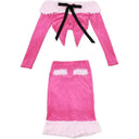 OurLume Fur Collar Dress Set Party Ready
