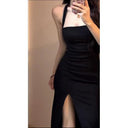 Slit Sexy Halterneck Evening Gown Elegant Sophisticated Style
