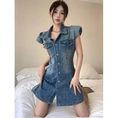 Retro Denim Dress Korean Style Upgrade For Fashionistas