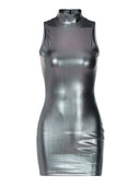 Silver Sheath Dress Chic Elegant Street Style Fashion