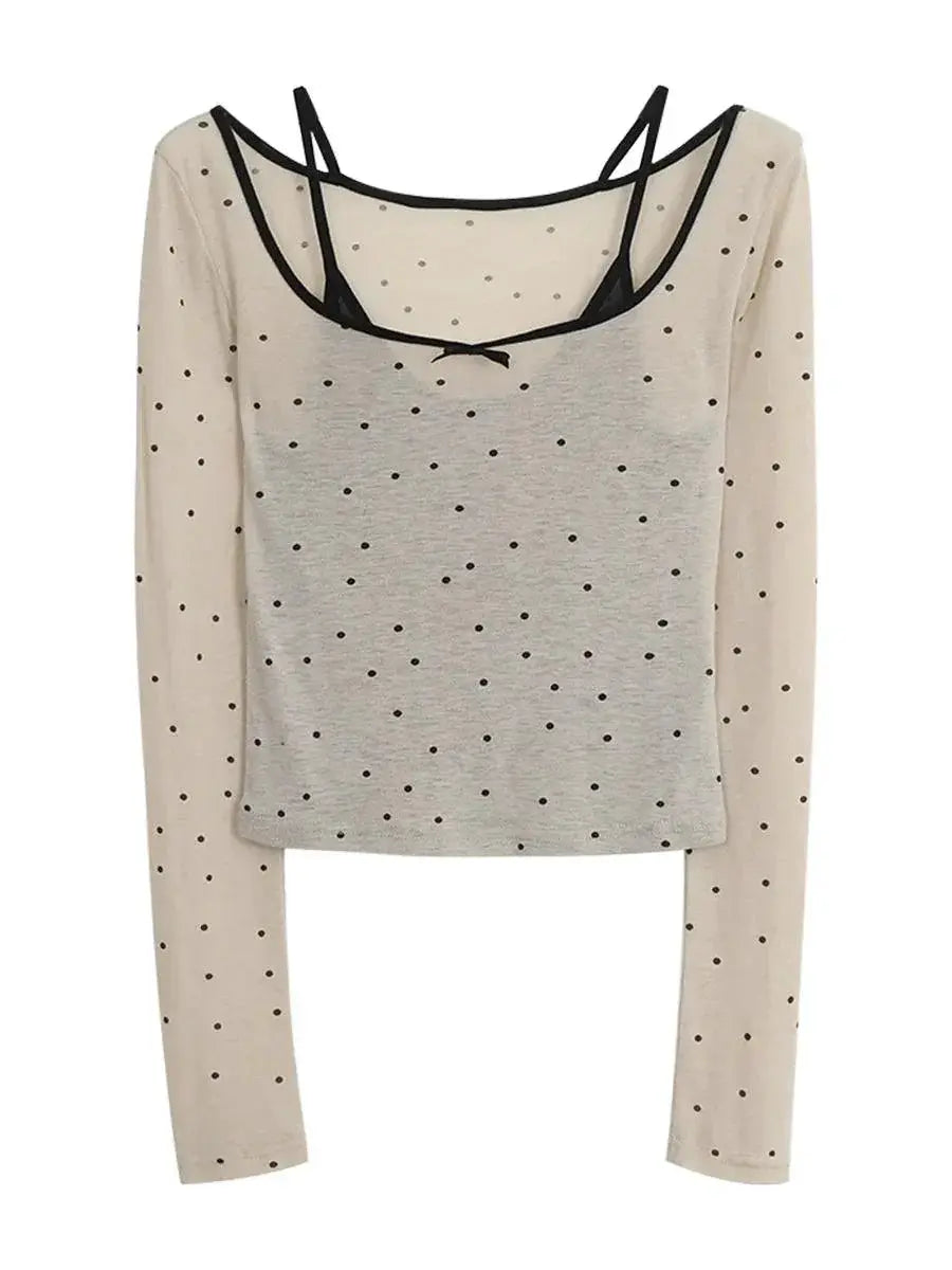 Comfy Wave Point Polka Dot Long Sleeves Shirt For Commute