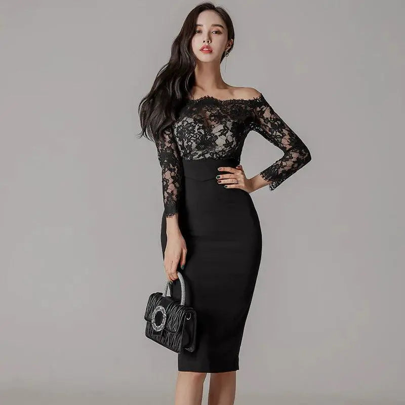 Elegant Spring Lace Dress Korean Style Sophistication