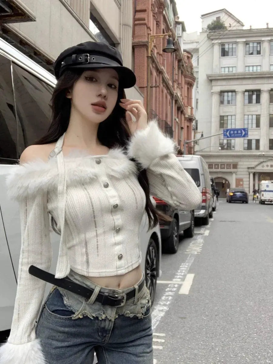 Chic Off Shoulder Korean Style Sweater Trendy Pullover