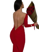 Womens Slim Backless Dress for Autumn