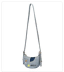Ajidou Denim Patchwork Retro Crossbody Bag for Casual Use