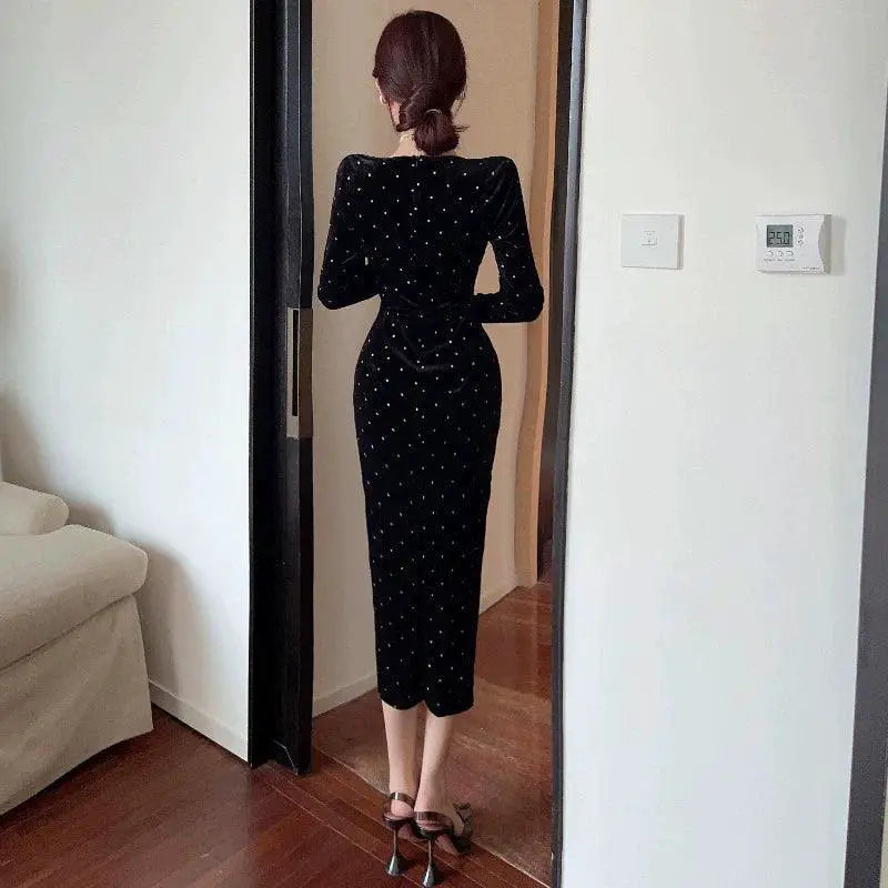 Bronzing Velvet Banquet Dress Luxurious Winter Evening Gown