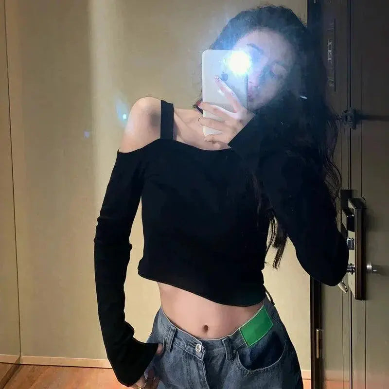 Strapless Black Blouse Elegant High Waist Top for Women