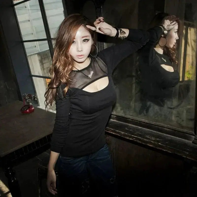 Internet Celebrity Modal Long Sleeve Streetwear T Shirt Sexy