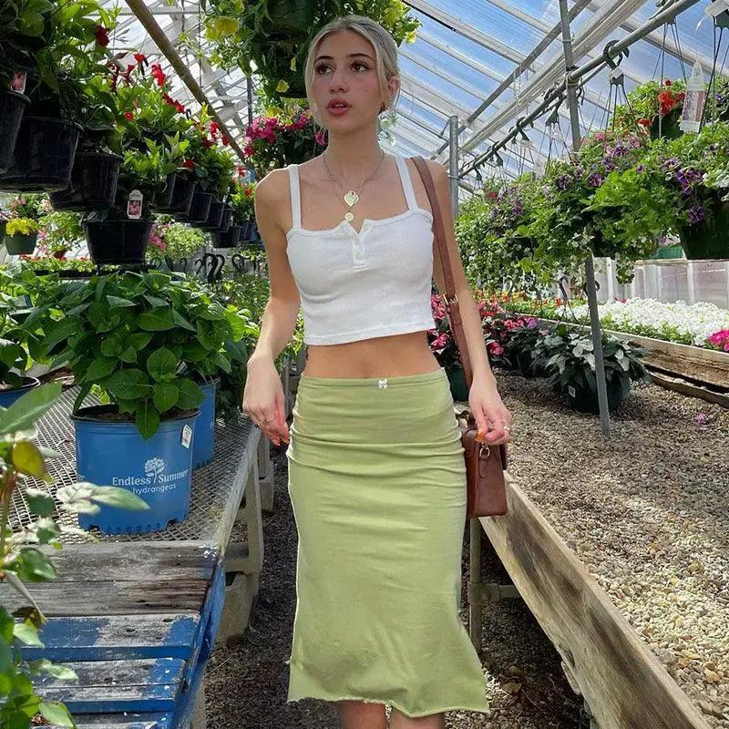 Fresh Style Mid Length Bow Skirt For Modern Women Elegant