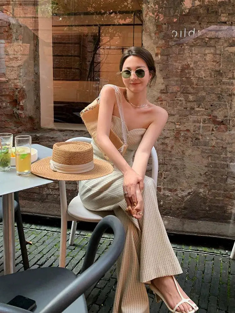 Striped Suit Elegant High Waist Outfit For Versatile Style