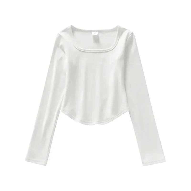 Apricot Dralon Winter Long Sleeve Shirt Korean Style