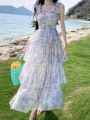 Elegant Floral Beach Dress for Vacations