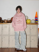 American Style Retro Alphabet Padded Fleece Hooded Sweater