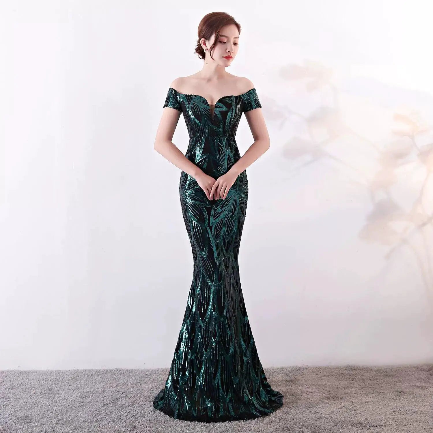 Off Shoulder Fish Tail Evening Dress Sophisticated Elegance