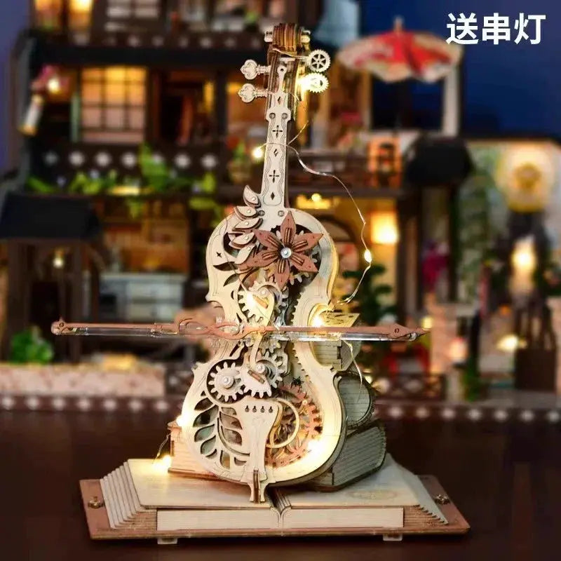 Ruoke Secret Cello Music Box Retro Wooden Gift For Lovers