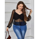 Curvy Chic Mesh See-Through Top For Plus Size Women