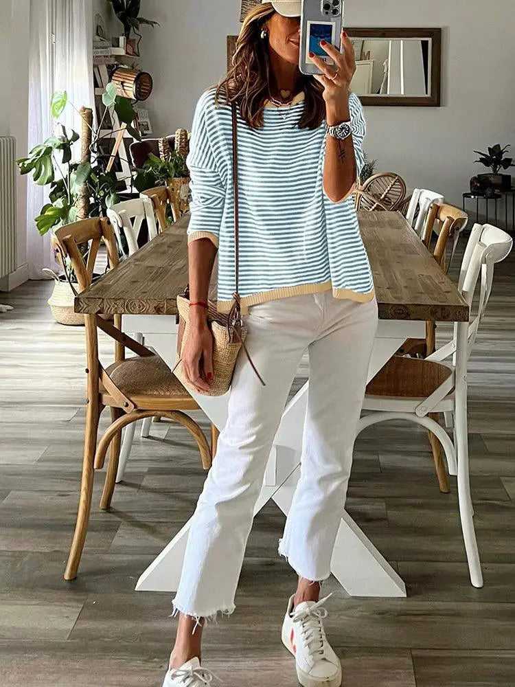 Fall Winter Pure Cotton Drop Shoulder Cozy Sweater