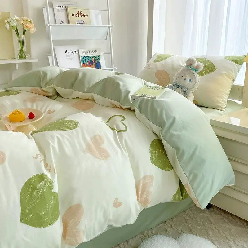 Cream Ins Girly Style Four Piece Bed Quilt Set For Students