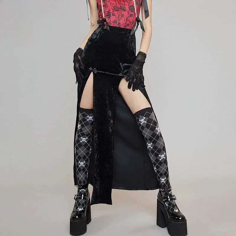 Gothic Punk Velvet Dress for Women Slim Fit Dark Charm