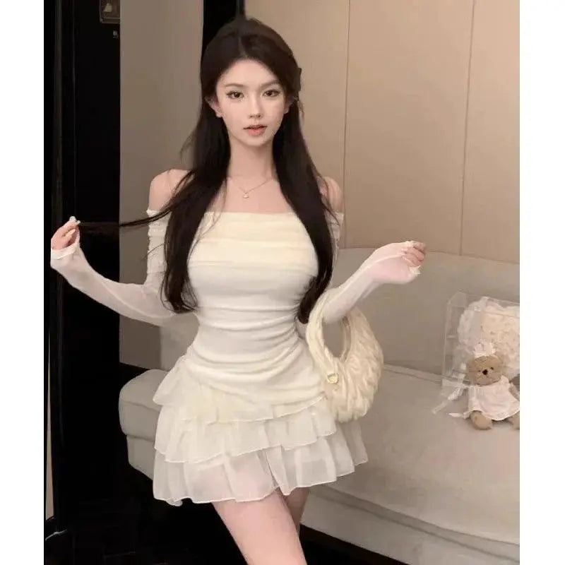 Elegant Milk Fabric Cake Two Piece Set Spring Party Outfit