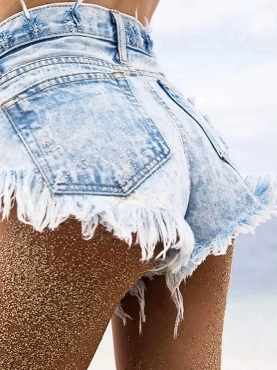 Denim Wide Leg Shorts American Style A Line Summer Trend
