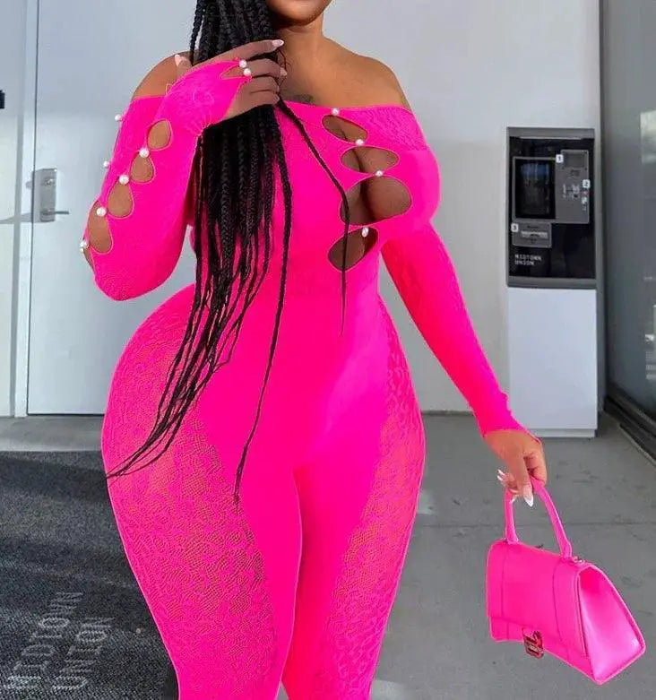 Off Shoulder Jumpsuit Chic High Waist Women Fashion Piece
