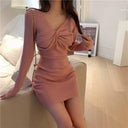 Waist-Trimming Knitted Dress Stylish Versatile Fashion Choice