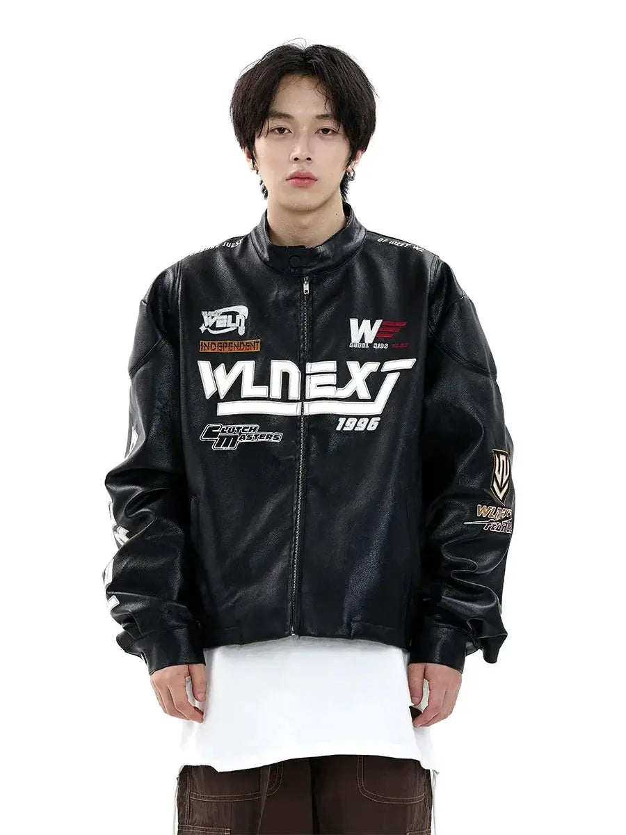 Langs American Retro Leather Racing Suit Faux Leather