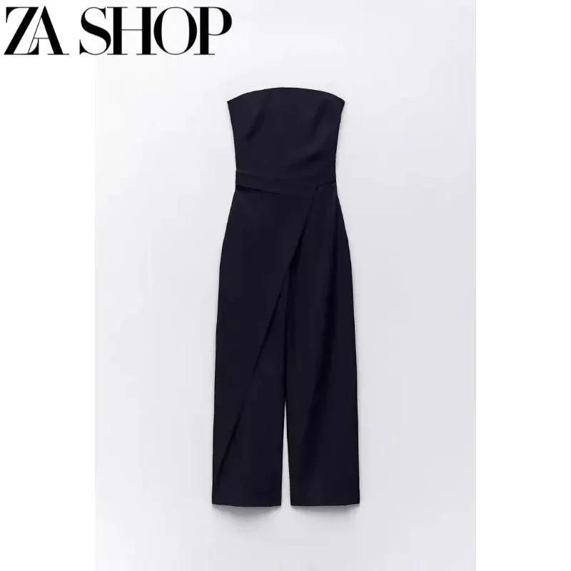 Off-Neck Wrapping Towel-Style High Waist Straight-Leg Top - OurLum.com
