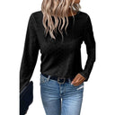 Thin Texture Fashion Style Pullover Long Sleeves T-shirt for Women