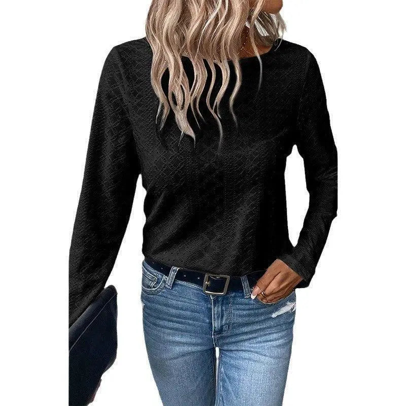 Thin Texture Fashion Pullover Long Sleeves T Shirt For Women